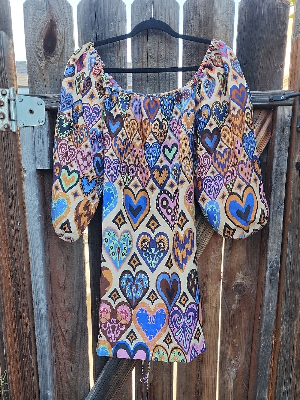 New FARM Rio Hearts Ikat Linen Mini Dress, NWT, Sz. Medium